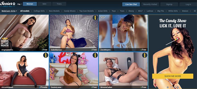 Sexier provides a plethora of attractive cam models ready to play online
